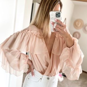 Vici Collection Kailey Ruffle Drape Bodysuit